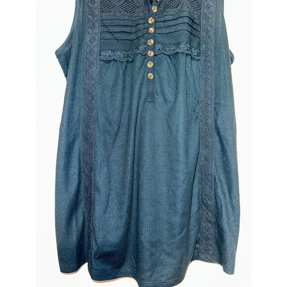 NWT Maurice’s Solid Ribbed Crochet Trim Henley Tank Top SZ XS - Picture 5 of 11